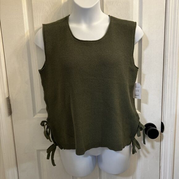 NWT Time & Tru Women’s Sweater Tank Top Green Knit Sleeveless Shirt Size XL 16-1 - Picture 1 of 16